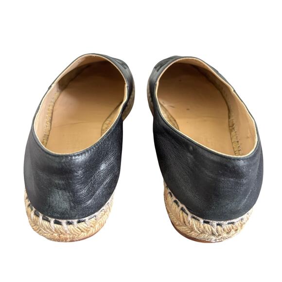 Chanel Interlocking CC Cap Toe Espadrille Shoes Black Leather Flats Size EU 38 - Picture 8 of 16